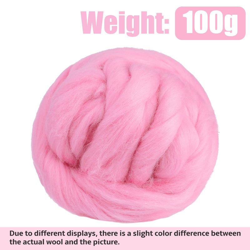 JUPEAN 3.53oz Wool Roving, Fiber Roving Wool Top, Needle Felting Supplies, Pure Wools, Chunky Yarn, Spinning Wools for Needle Felting Wet DIY Hand Spinning (Antique Pink) - Image 2